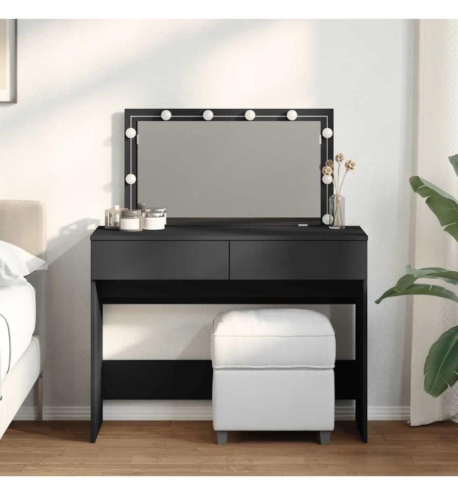 Schminktisch mit LED-Beleuchtung Schwarz 100x40x120 cm