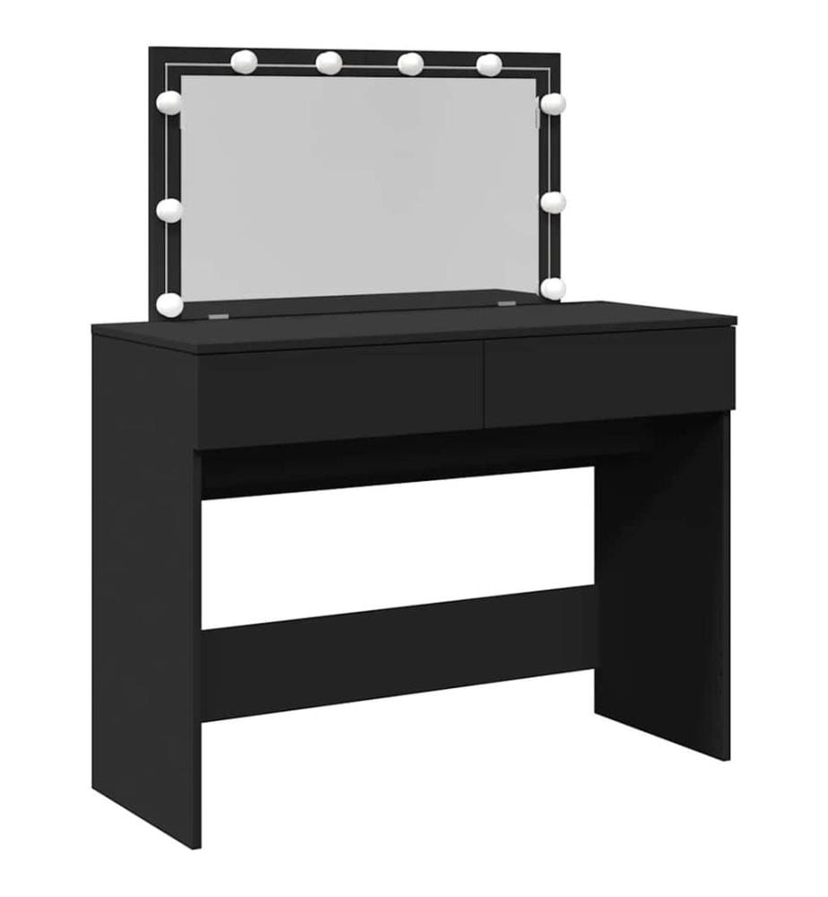 Schminktisch mit LED-Beleuchtung Schwarz 100x40x120 cm