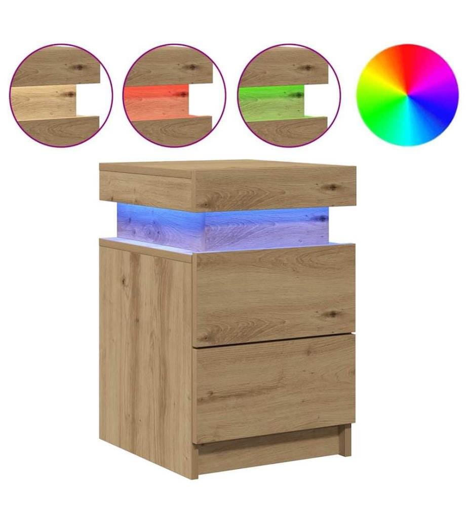 LED-Nachttische 2 Stk. Artisan-Eiche 35x39x55 cm Holzwerkstoff