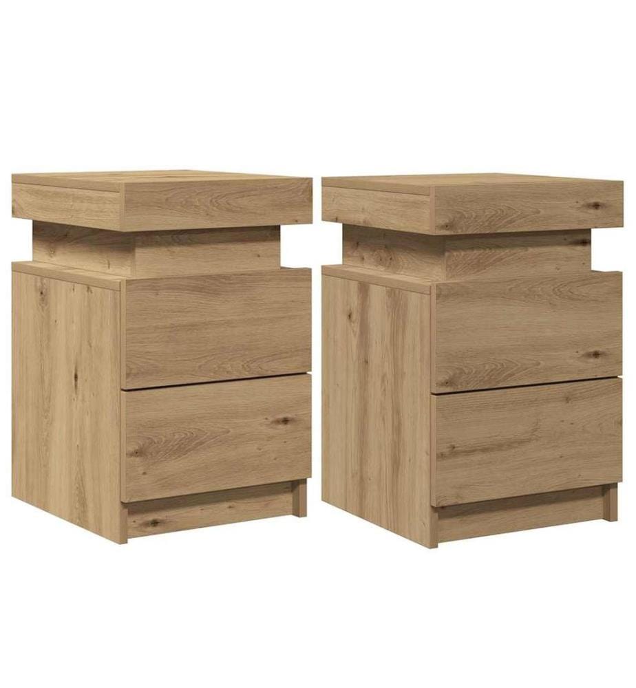 LED-Nachttische 2 Stk. Artisan-Eiche 35x39x55 cm Holzwerkstoff