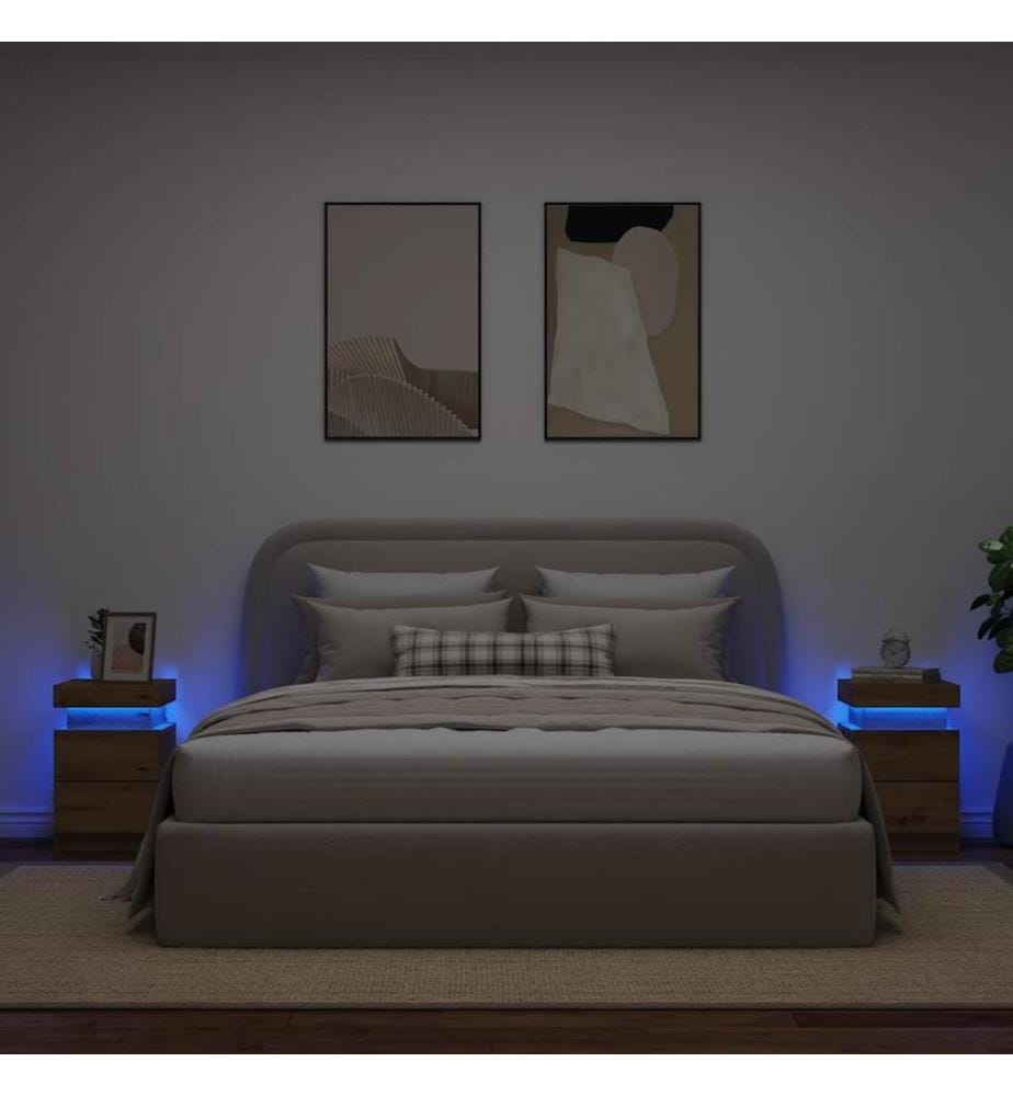 LED-Nachttische 2 Stk. Artisan-Eiche 35x39x55 cm Holzwerkstoff