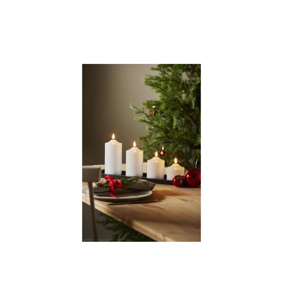STAR TRADING - Bougie LED Flamme pilier Ø 7.5 x 12 cm, Blanc