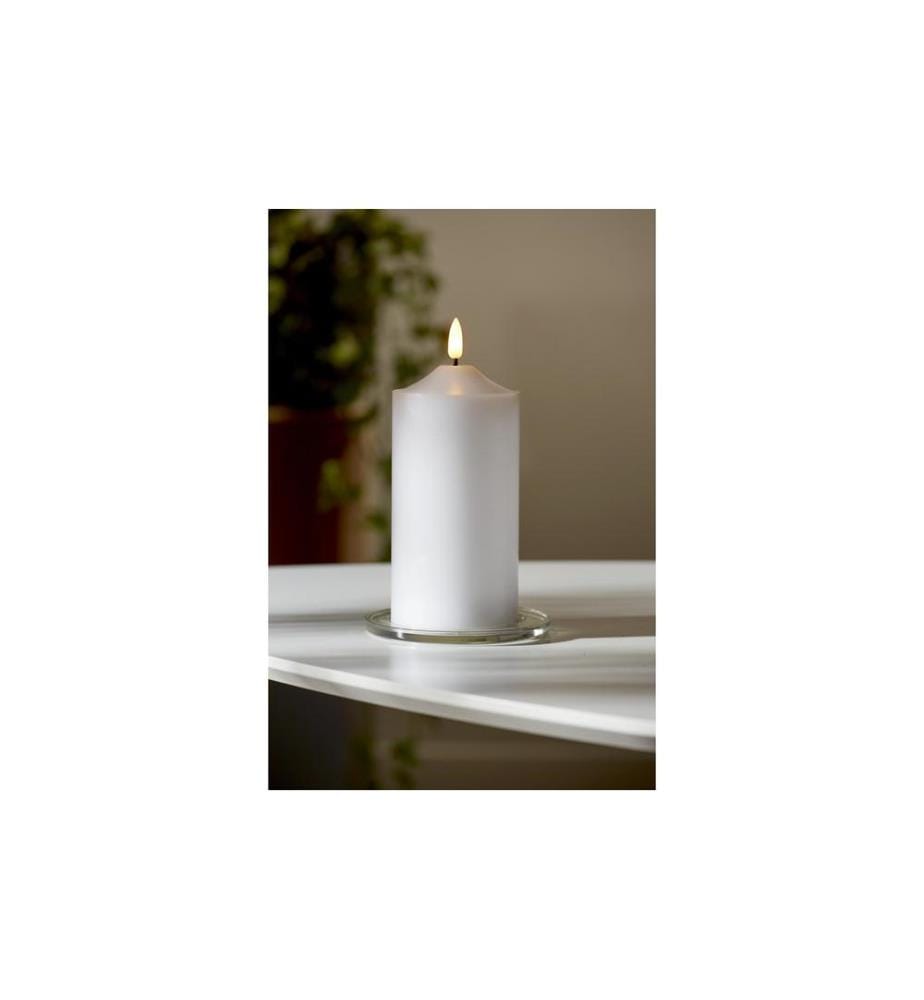 STAR TRADING - Bougie LED Flamme pilier Ø 7.5 x 17 cm, Blanc