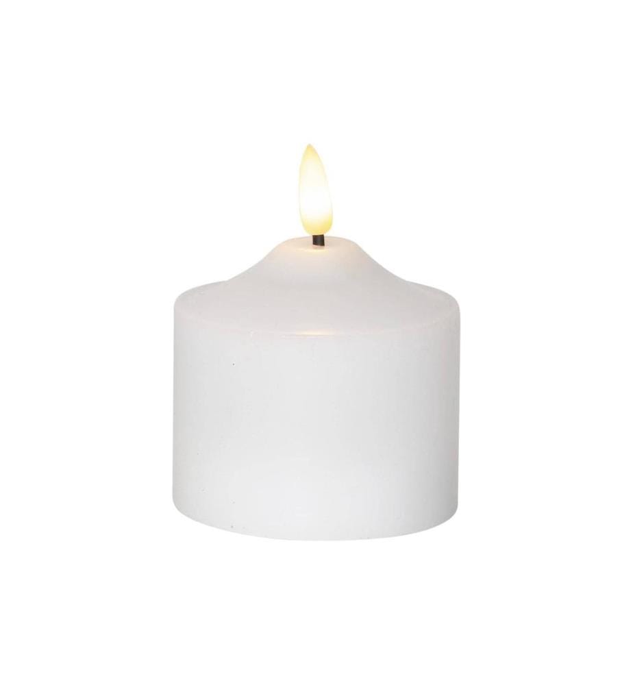 STAR TRADING - Bougie LED Flamme pilier Ø 7.5 x 9.5 cm, Blanc
