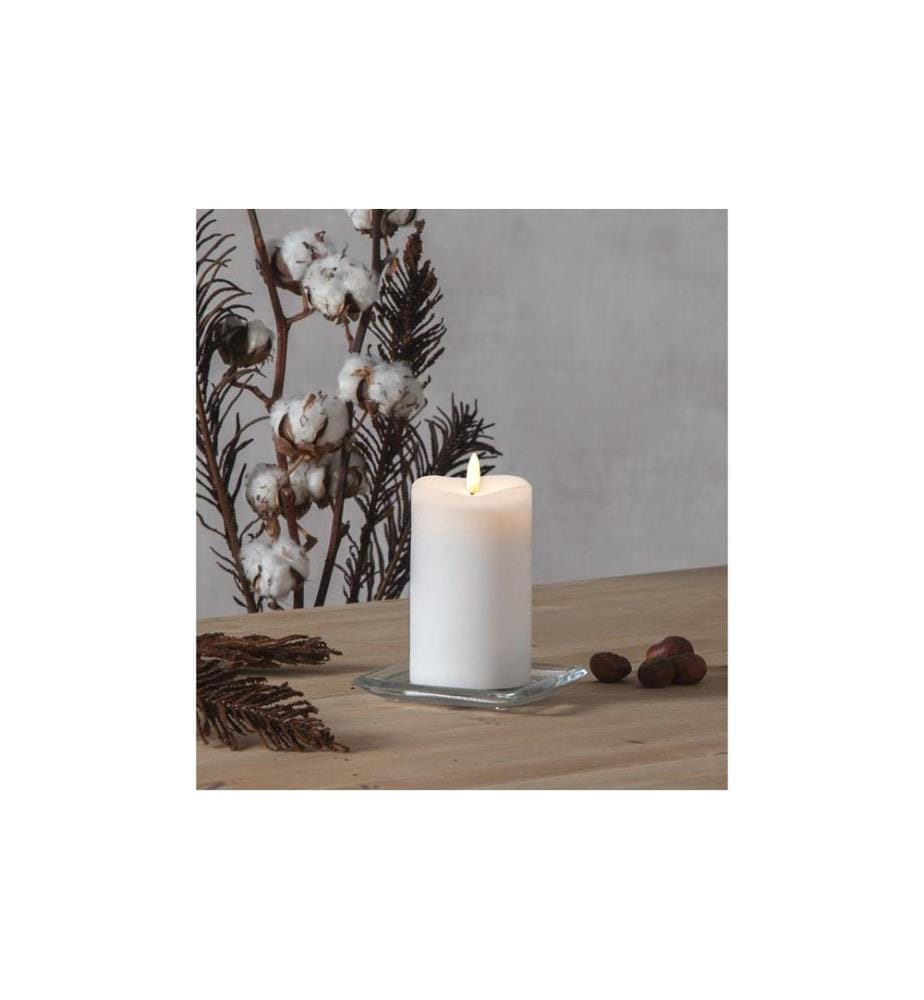 STAR TRADING - Bougie LED Flamme pilier Ø 7.5 x 14 cm, Blanc