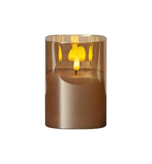 STAR TRADING - LED-Kerze Pillar Flamme Ø 9 x 12.5 cm, Braun
