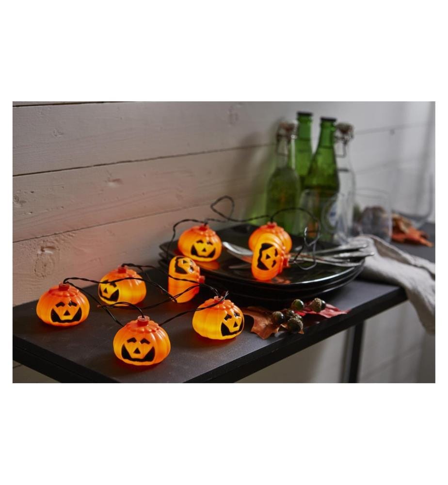 STAR TRADING - Lichterkette Halloween Pumpkins 210 cm, Orange