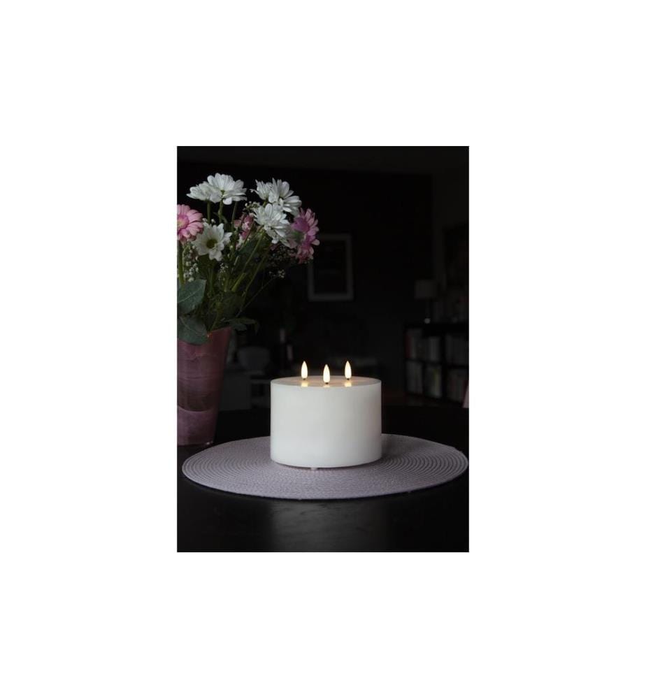 STAR TRADING - Bougie LED Pillar flame Ø 15 x 13 cm, Blanc