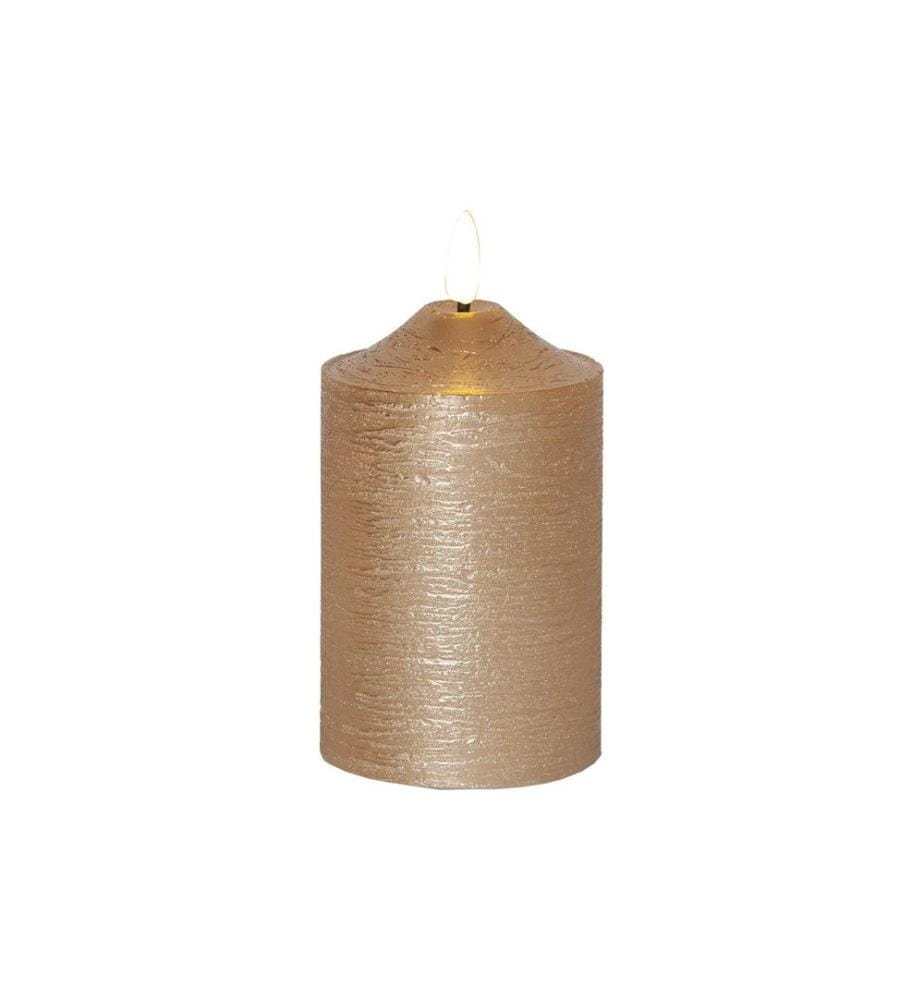STAR TRADING - Bougie LED Pillar Flamme Ø 7.5 x 15 cm, Or