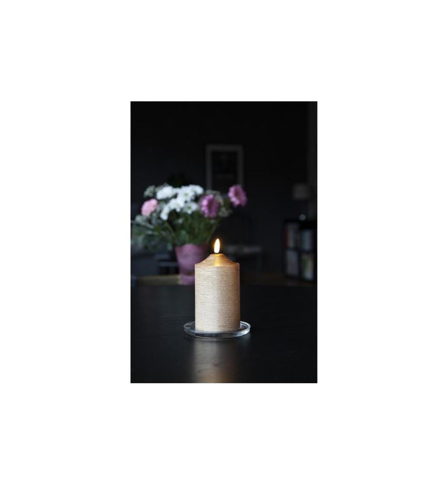 STAR TRADING - Bougie LED Pillar Flamme Ø 7.5 x 15 cm, Or