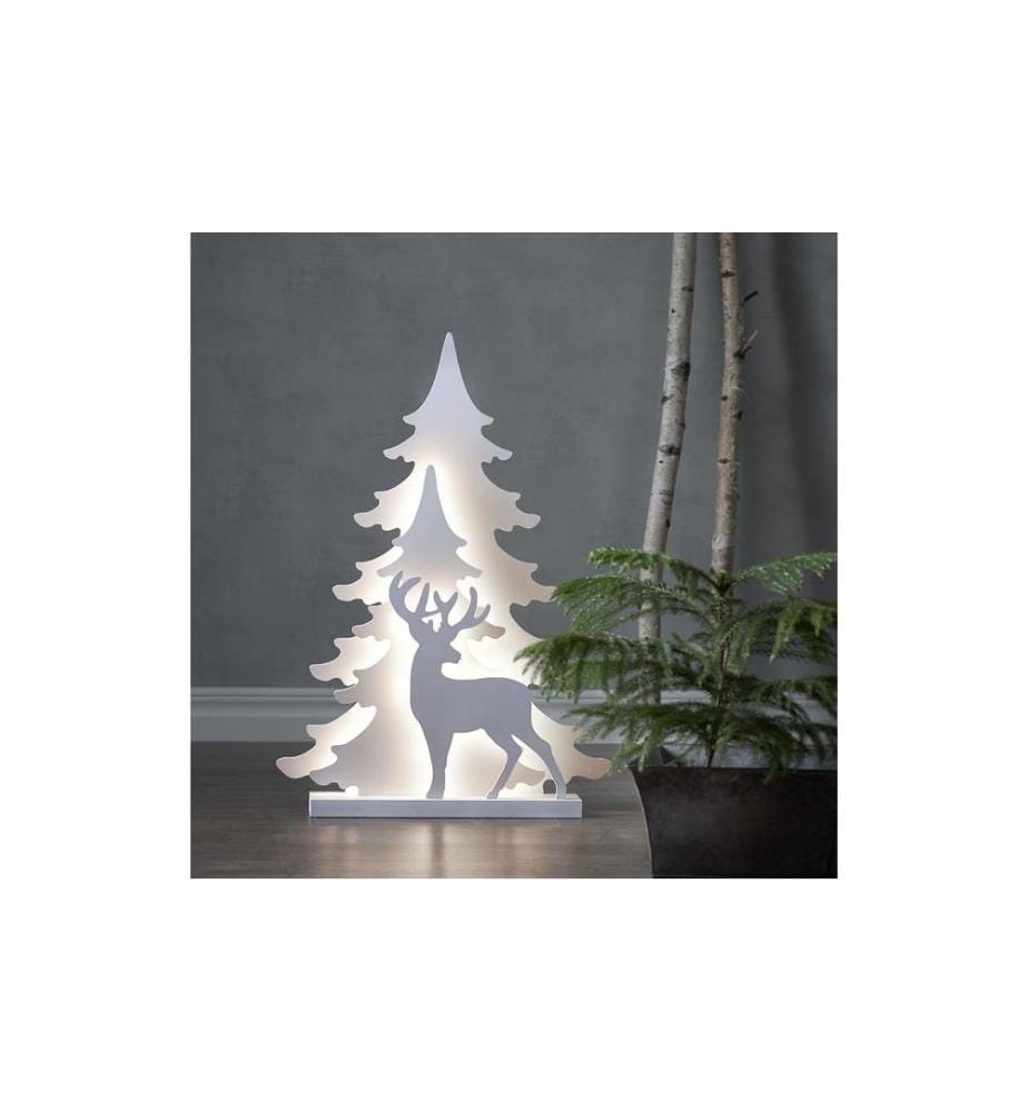 STAR TRADING - Décoration de table Grandy 70 cm, 36 LED, bois, blanc