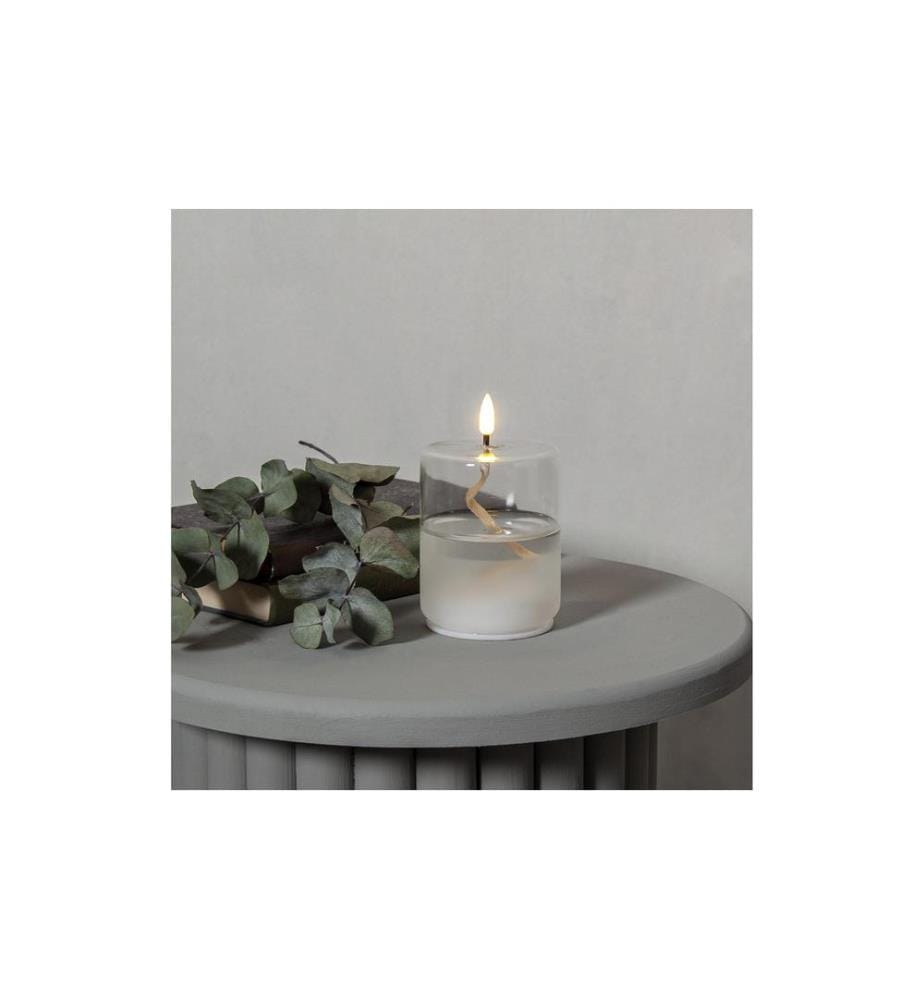 STAR TRADING - LED-Kerze Flamme Float, Ø 8 x 13 cm, Transparent