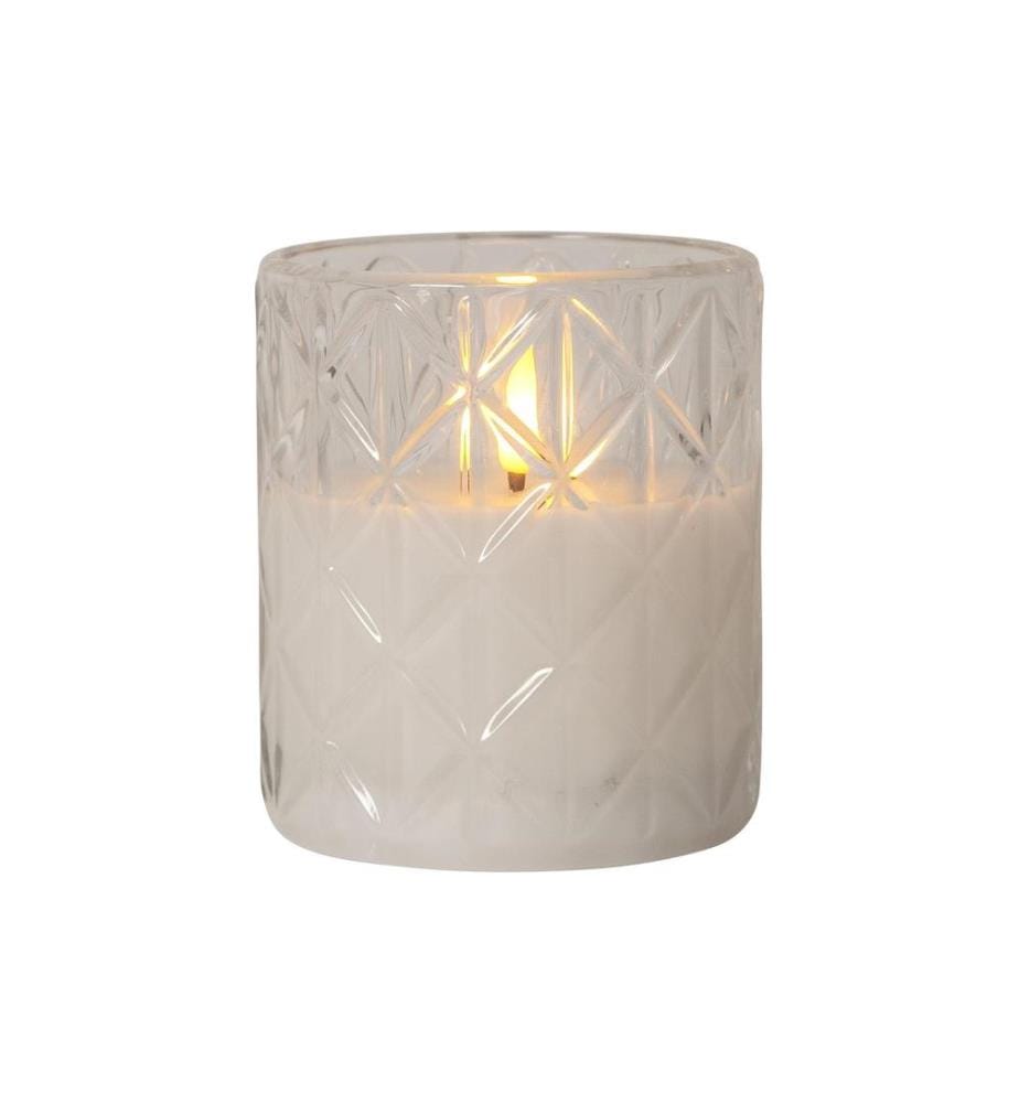 STAR TRADING - LED-Kerze Flamme Romb, Ø 8.5 x 10 cm, Transparent