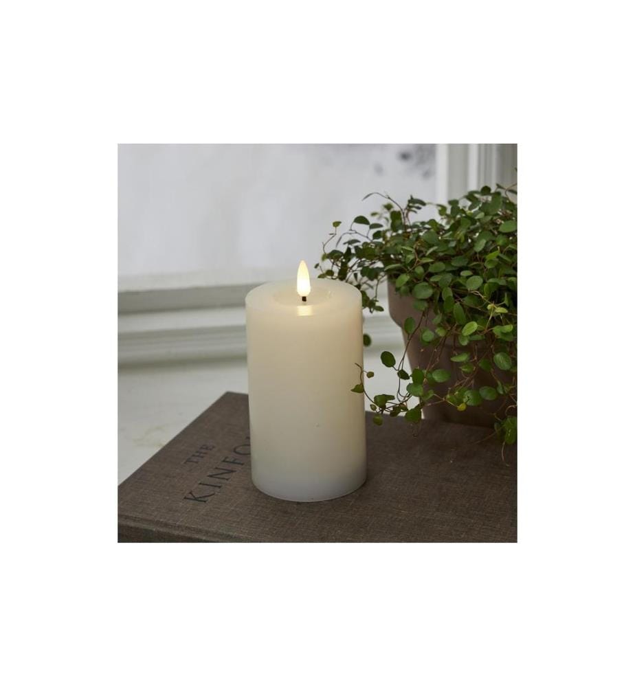 STAR TRADING - LED-Kerze Flamme Flow, Ø 7.5 x 15 cm, Weiss