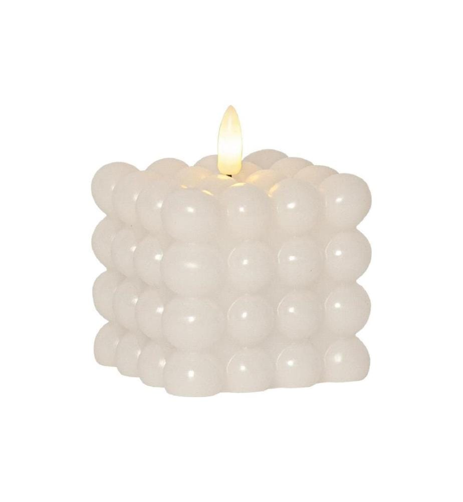 STAR TRADING - Bougie LED Flamme Dot, 7.5 x 7.5 x 9.5 cm, Blanc