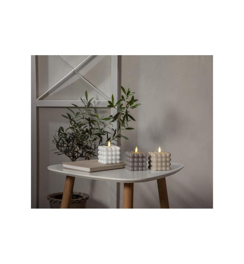 STAR TRADING - Bougie LED Flamme Dot, 7.5 x 7.5 x 9.5 cm, Blanc