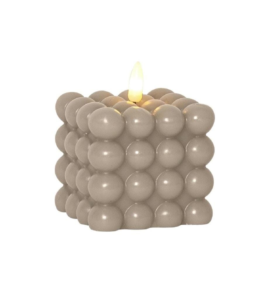 STAR TRADING - LED-Kerze Flamme Dot, 7.5 x 7.5 x 9.5 cm, Beige