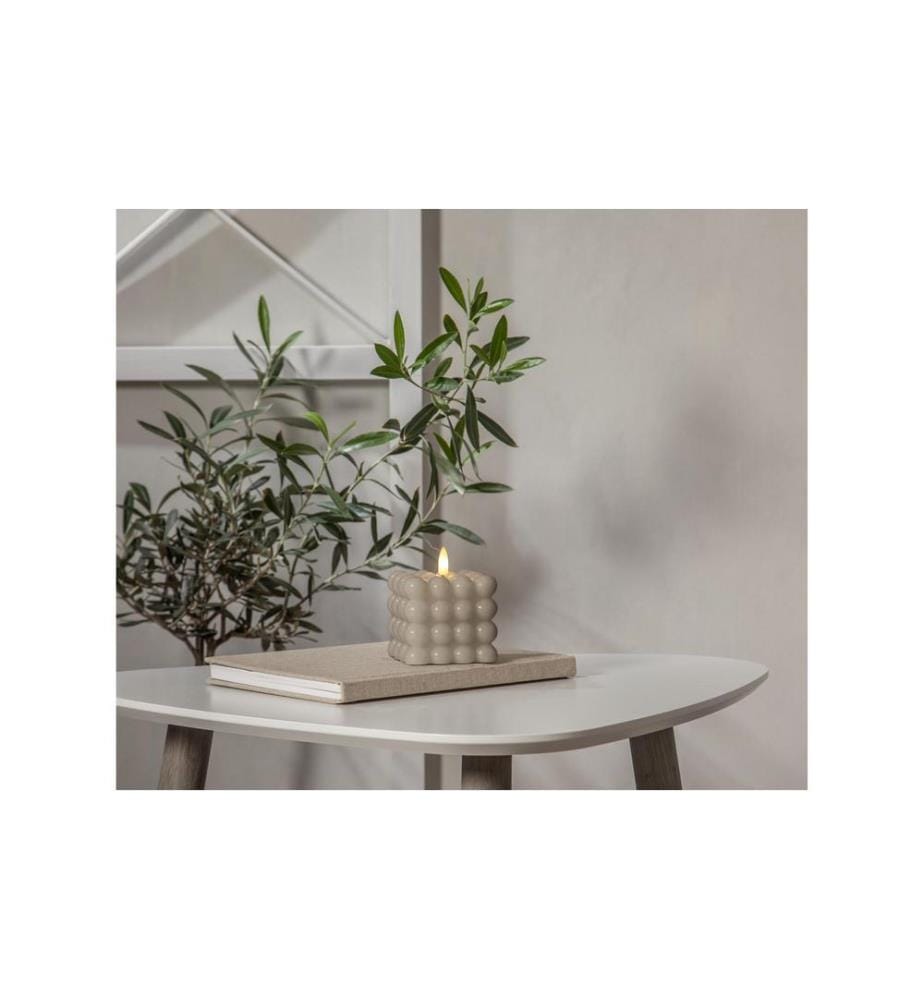 STAR TRADING - LED-Kerze Flamme Dot, 7.5 x 7.5 x 9.5 cm, Beige