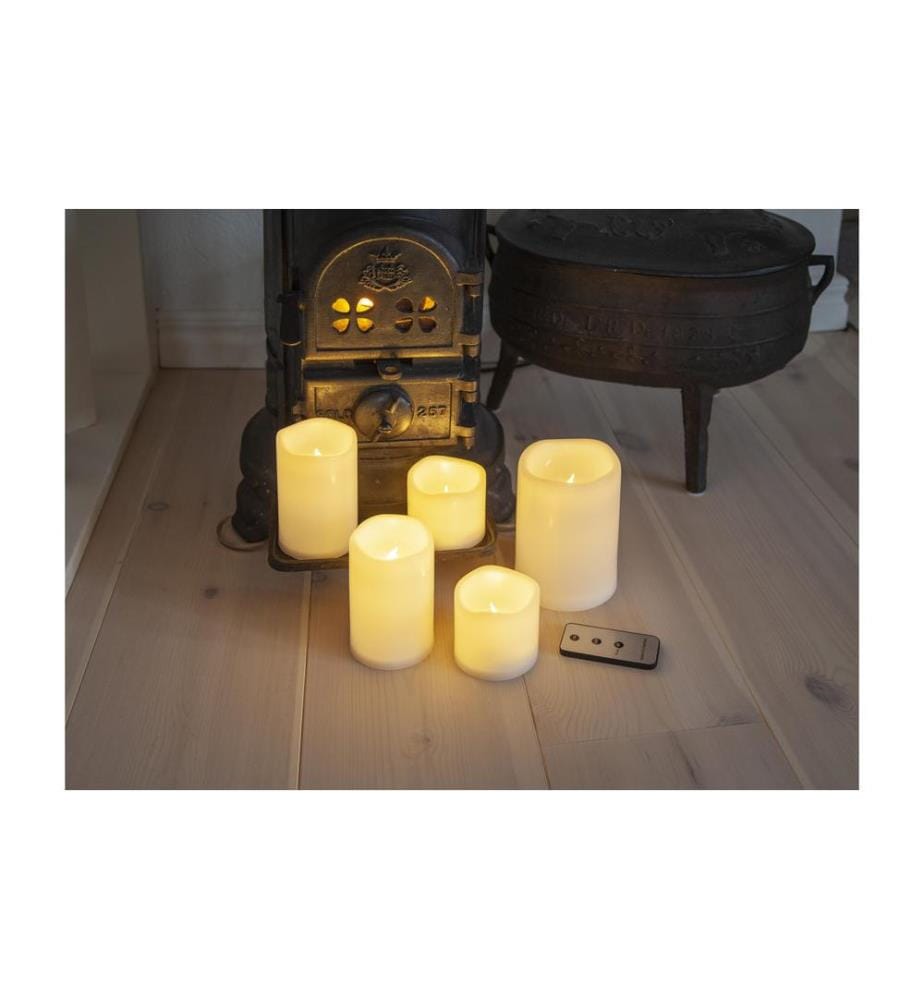 STAR TRADING - LED-Kerzen Set Pillar Paul, Ø 7.5/10 x 7.5/12/15 cm, Beige