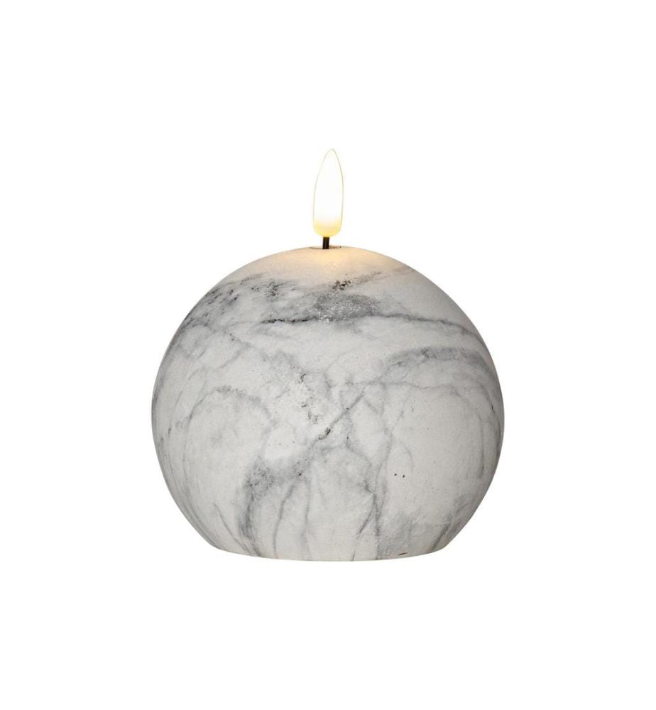 STAR TRADING - LED-Kerze Pillar Flamme Marble, Ø 10 x 12 cm, Grau