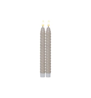 STAR TRADING - LED-Stabkerzen Set Flamme Swirl, Ø 2.3 x 25 cm, Beige, 2 Stk