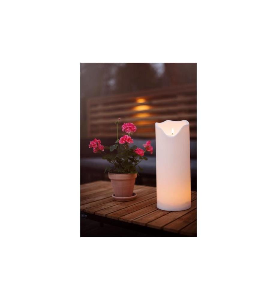 STAR TRADING - LED-Kerze Pillar Flamme Grand Ø 16 x 40 cm, Weiss