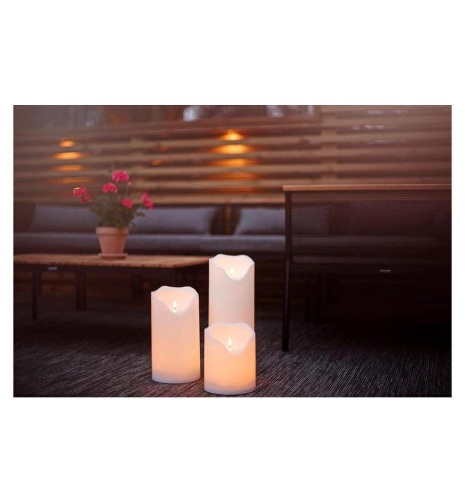 STAR TRADING - LED-Kerze Pillar Flamme Grand Ø 16 x 40 cm, Weiss