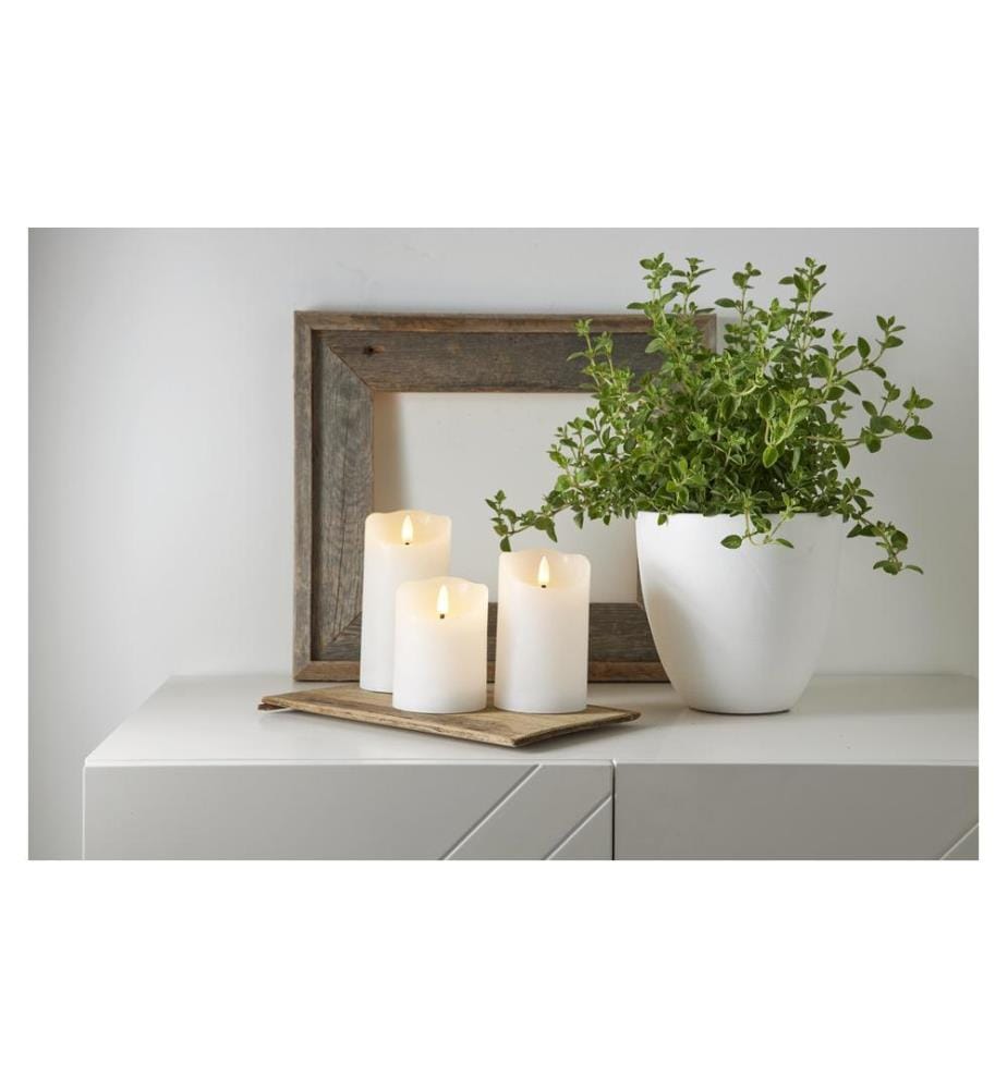 STAR TRADING - LED-Kerze Flamme Rustic, Ø 7.5 x 15 cm, Weiss