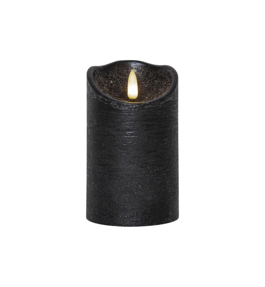 STAR TRADING - LED-Kerze Flamme Rustic, Ø 7.5 x 12.5 cm, Schwarz