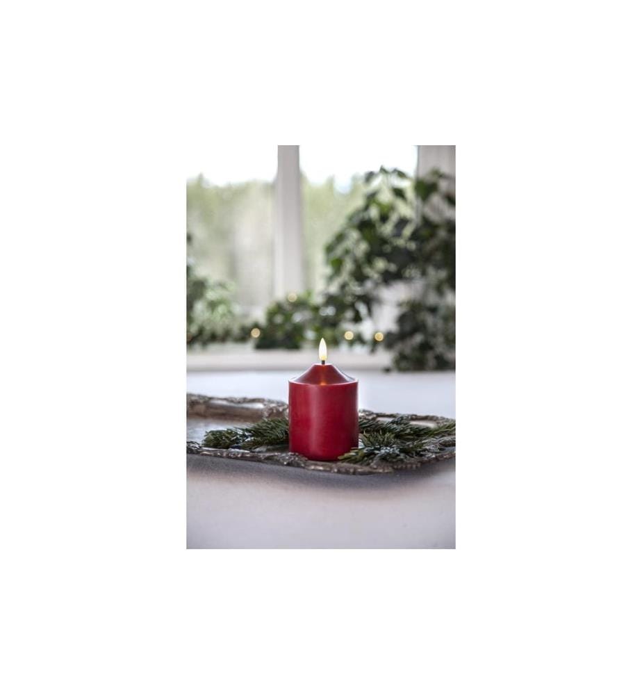 STAR TRADING - LED-Kerze Pillar Flamme, 12 cm, Rot