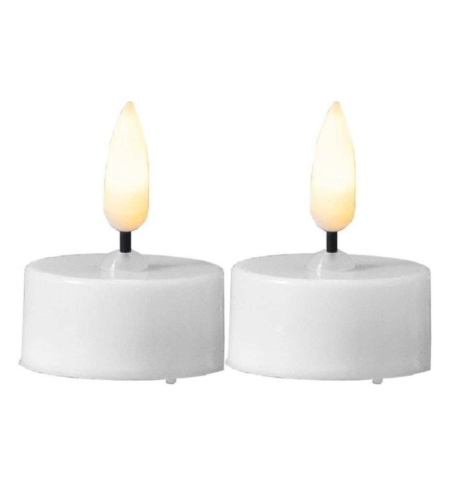STAR TRADING - Set de bougies à chauffe-plat LED Flamme Ø 3.8 x 5 cm, Blanc, 2 pces