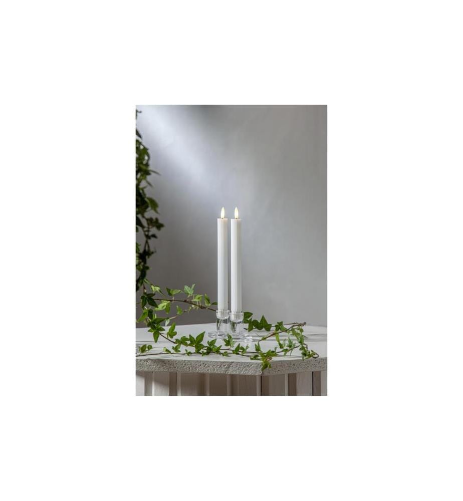 STAR TRADING - Set de bougies LED sur tige Flamme Stripe, 25 cm, blanc, 2 pièces