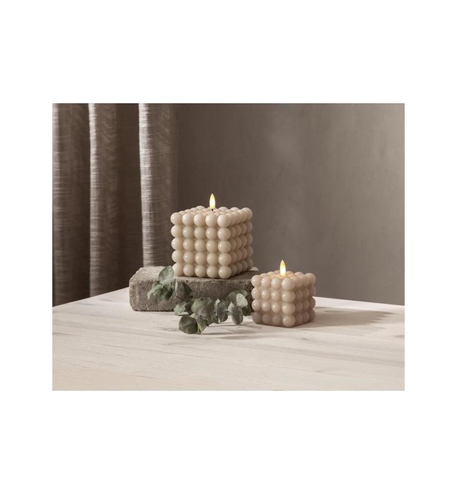 STAR TRADING - Bougie LED Pillar Flamme Dot, 10 x 12.5 cm, beige