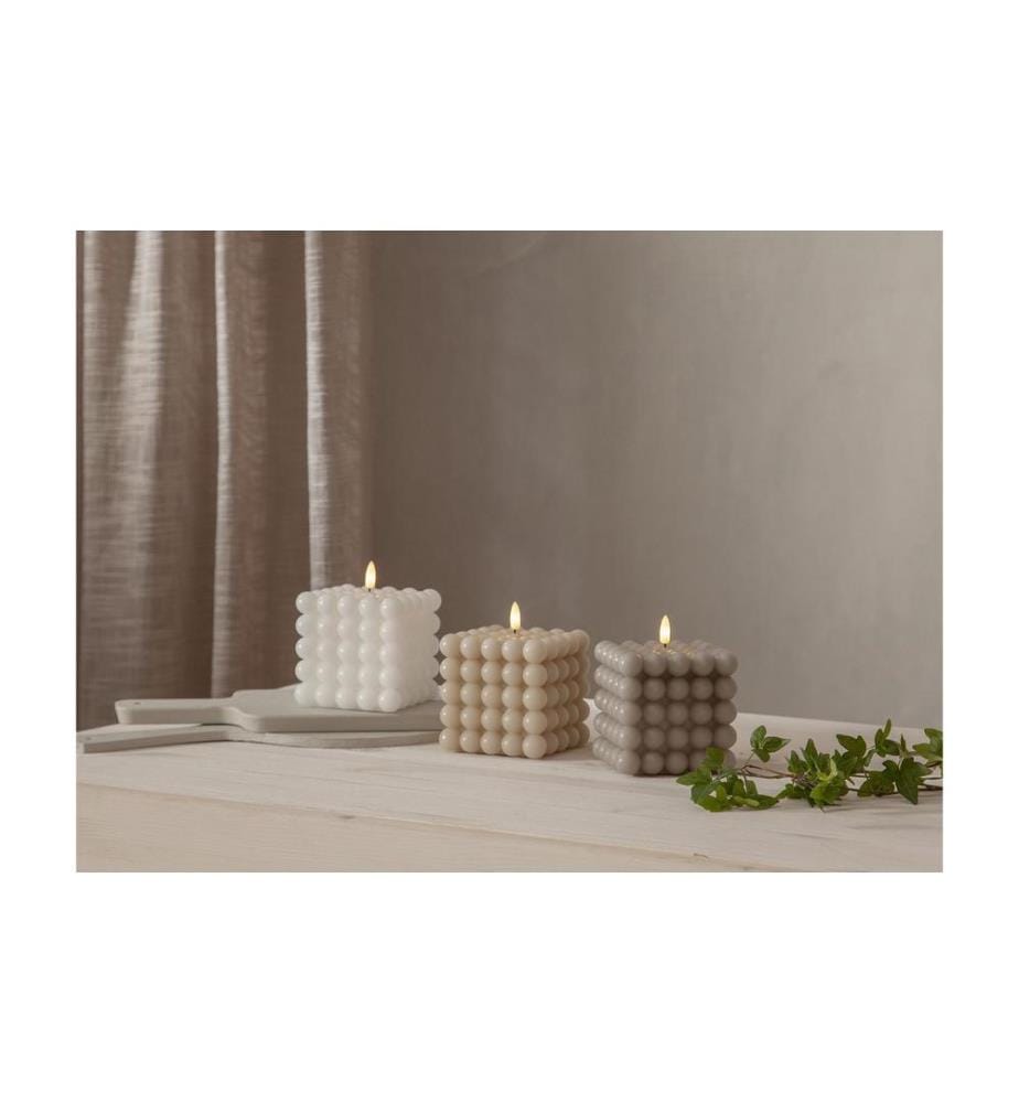 STAR TRADING - Bougie LED Pillar Flamme Dot, 10 x 12.5 cm, marron