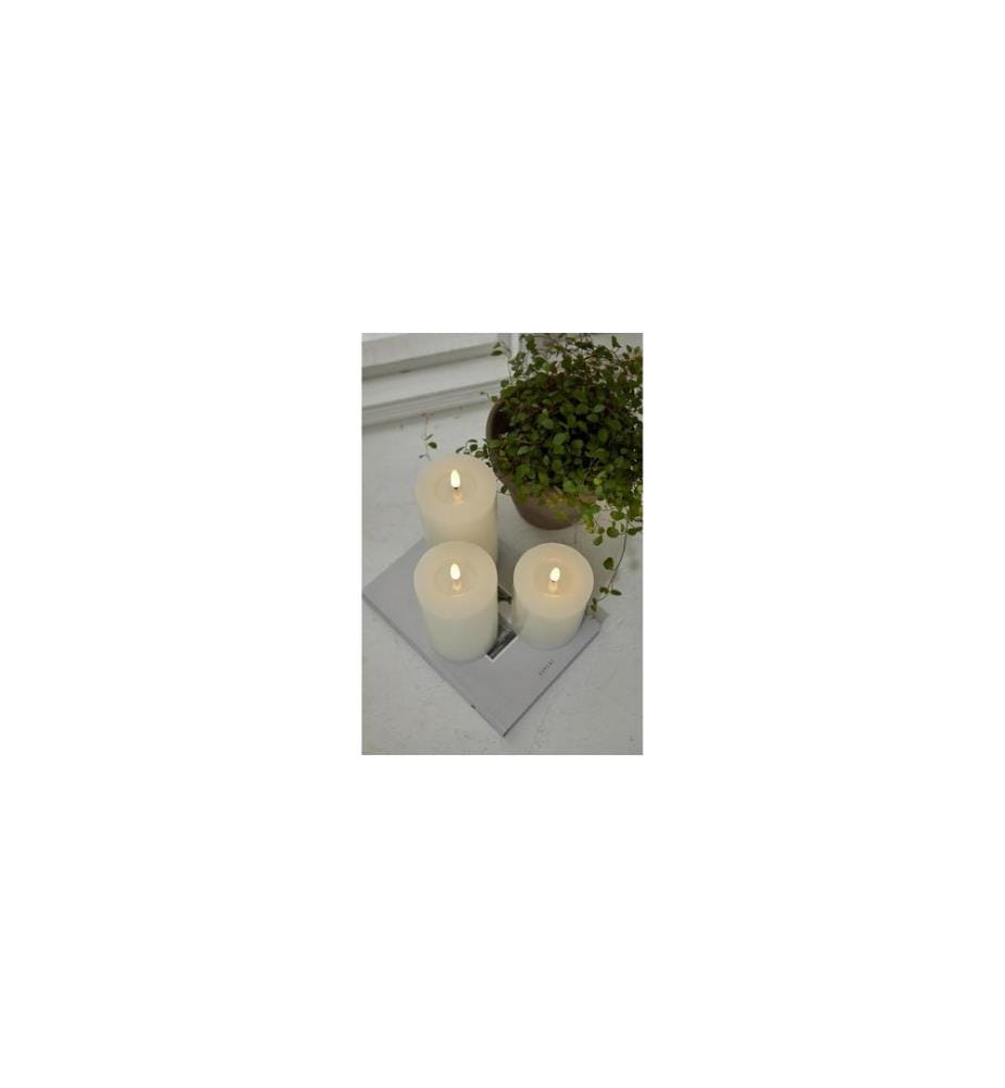 STAR TRADING - Bougie LED Flamme Flow, Ø 7.5 x 12.5 cm, Blanc
