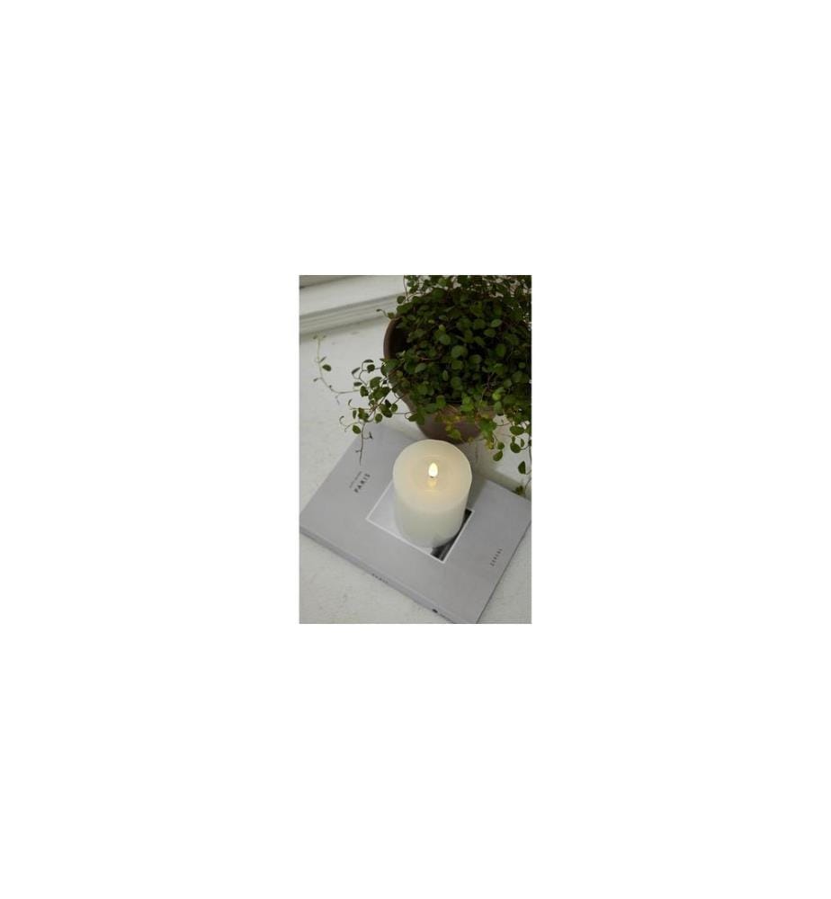 STAR TRADING - Bougie LED Flamme Flow, Ø 7.5 x 12.5 cm, Blanc
