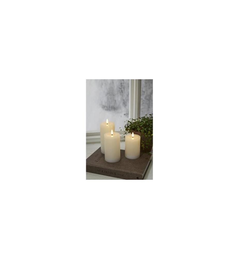 STAR TRADING - Bougie LED Flamme Flow, Ø 7.5 x 12.5 cm, Blanc