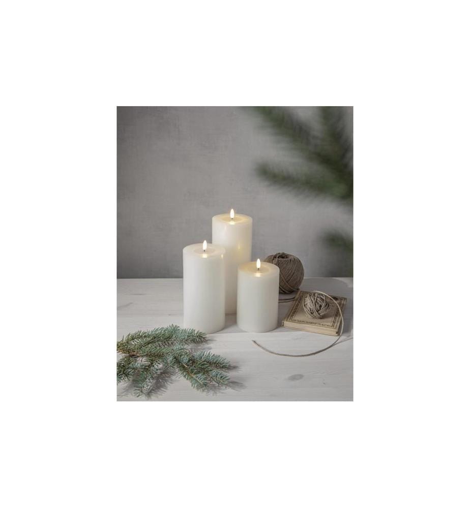 STAR TRADING - Bougie LED Pillar Flow Big, 17.5 cm, blanc