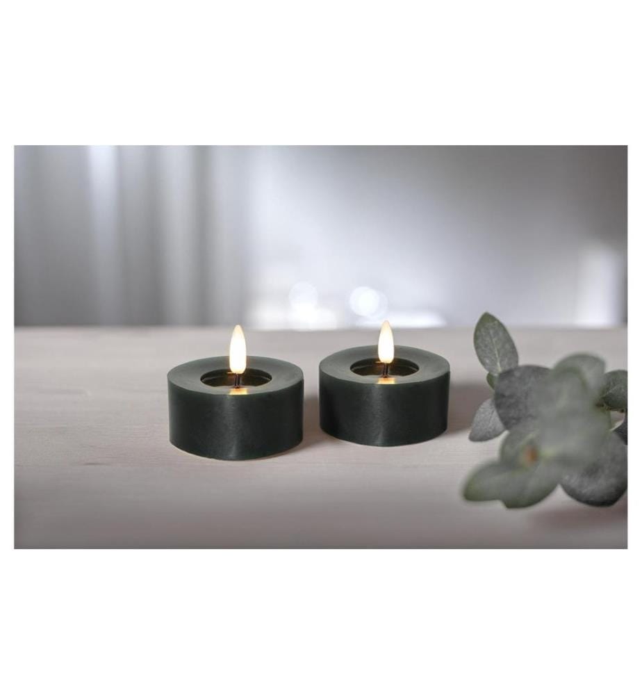 STAR TRADING - Set de bougies à chauffe-plat LED Flamme Flow 2 Pack, Vert