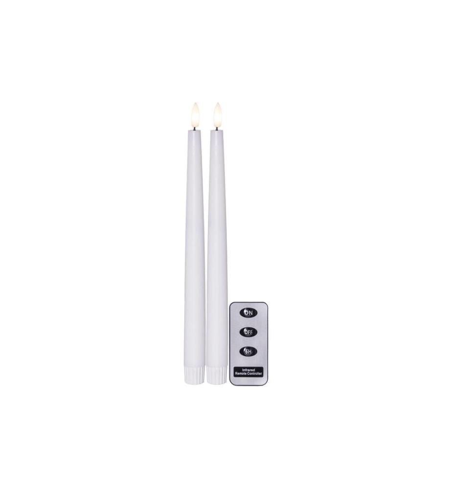 STAR TRADING - Set de bougies LED sur tige Flamme Slim, 2 pièces, blanc