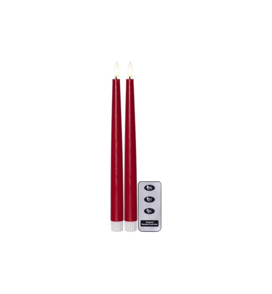 STAR TRADING - LED-Stabkerzen Set Flamme Slim, 2 Stück, Rot