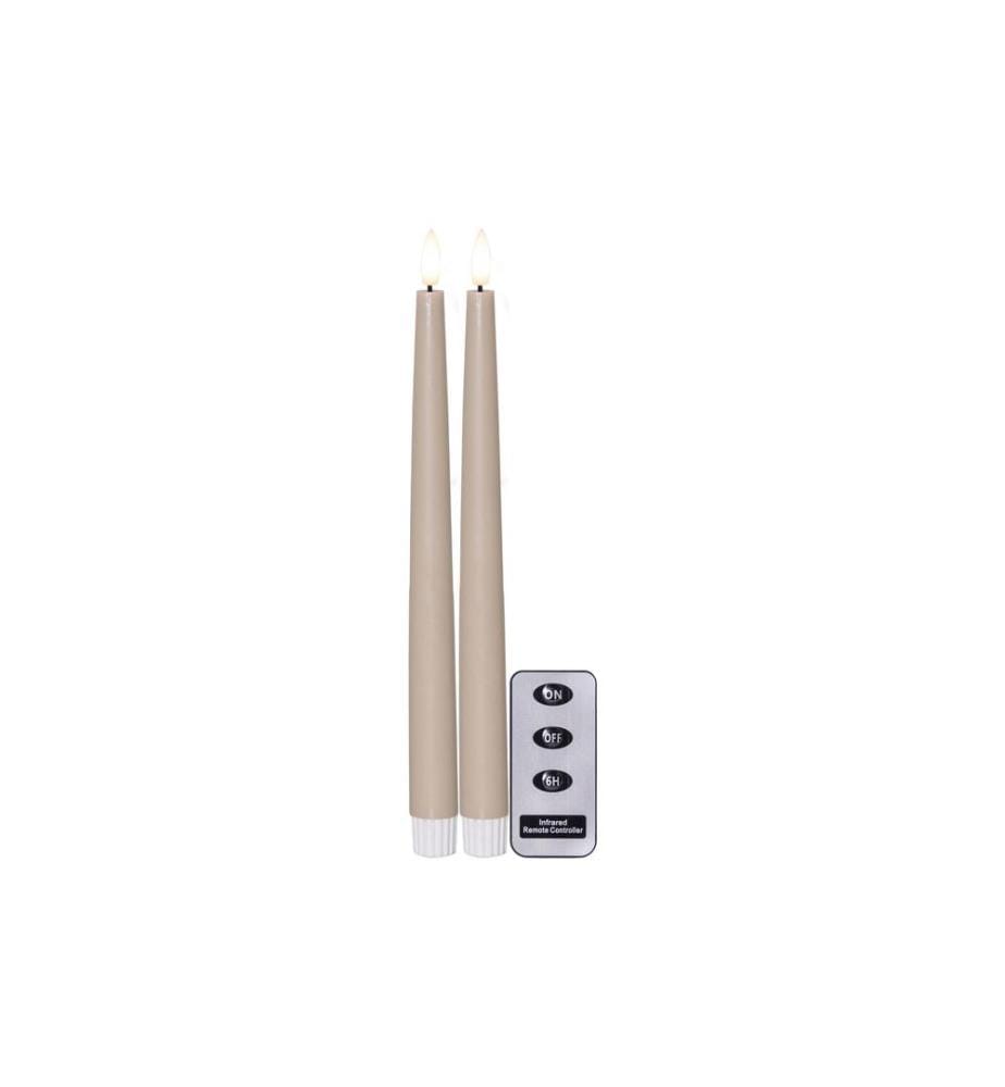 STAR TRADING - LED-Stabkerzen Set Flamme Slim, 2 Stück, Beige