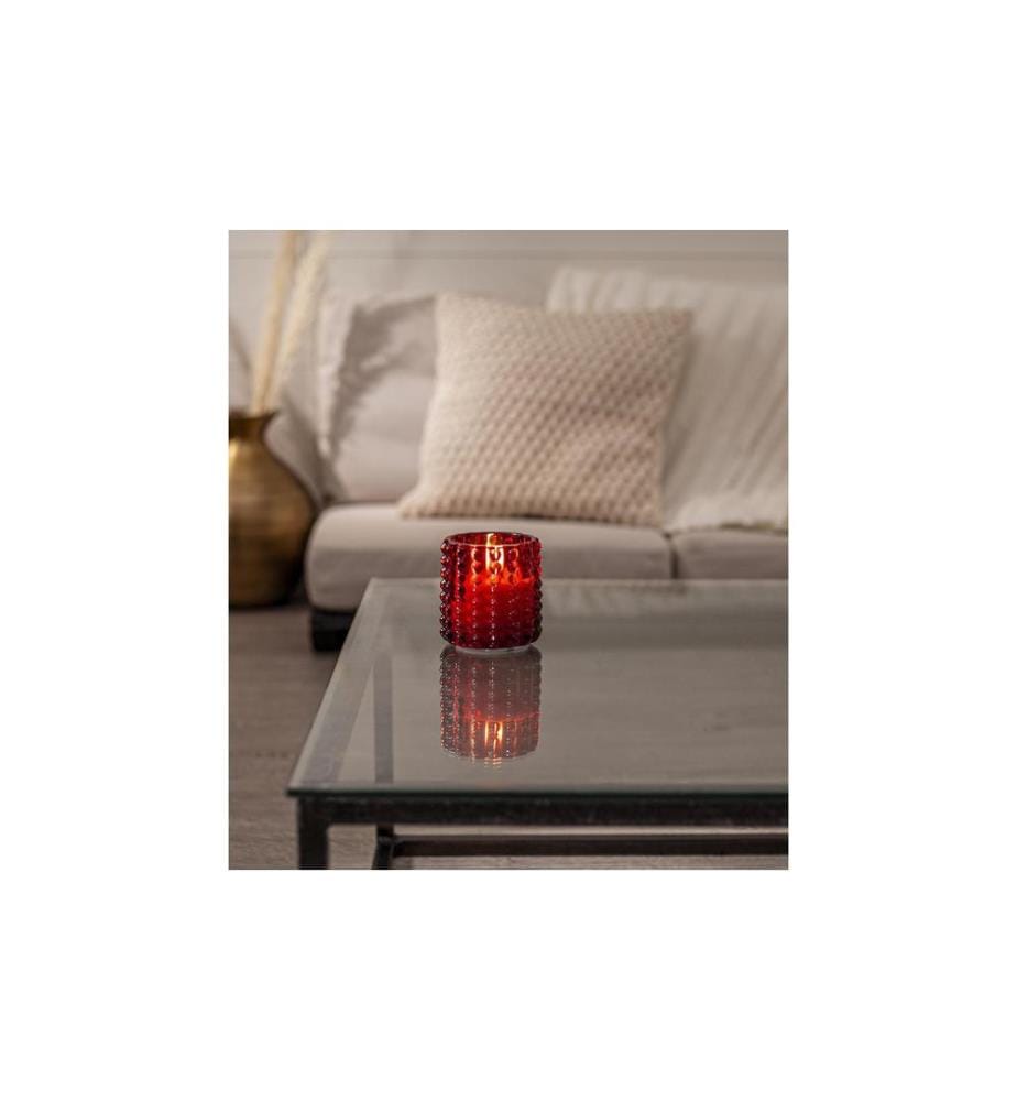 STAR TRADING - LED-Kerze Flamme Dotty, Rot, 9.5 cm