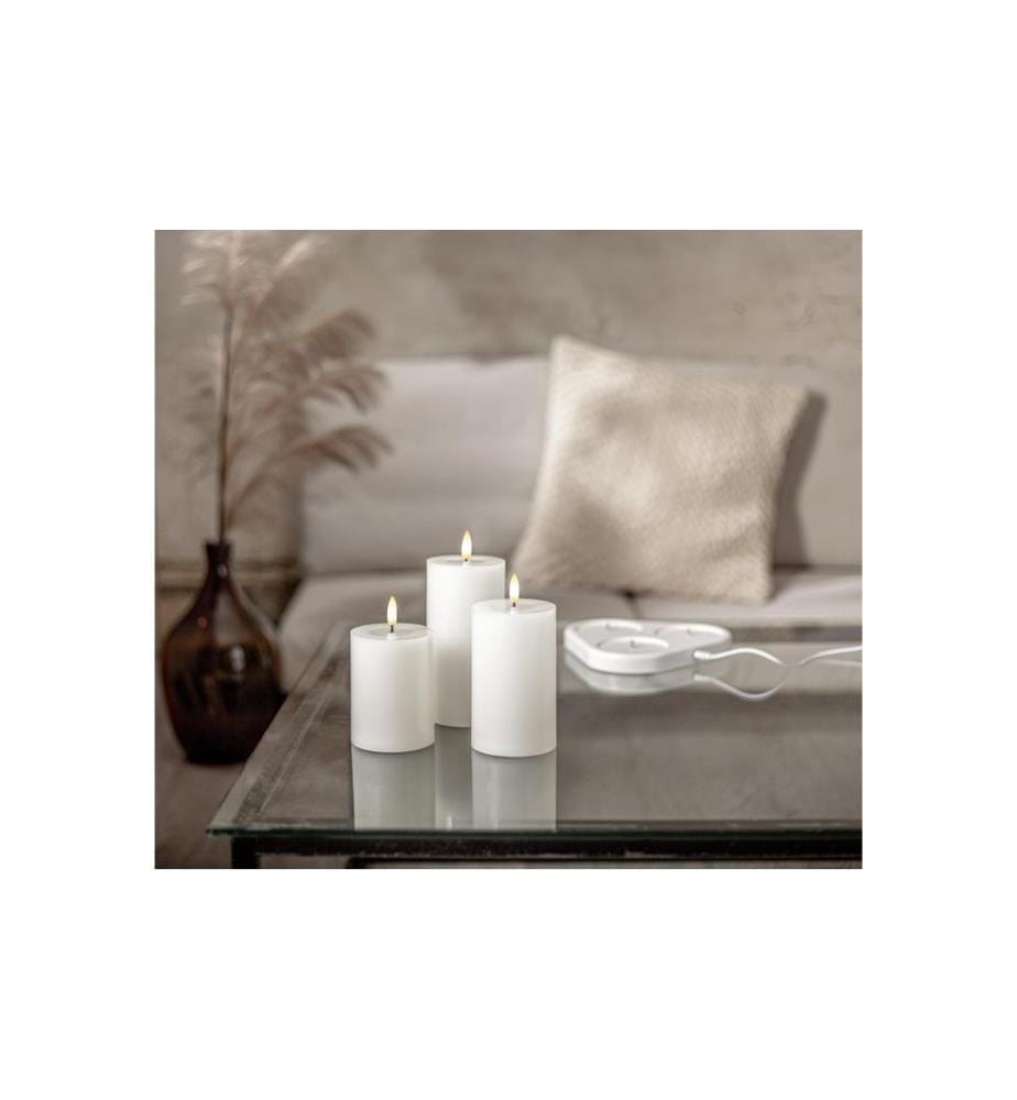 STAR TRADING - LED-Kerzen Set Pillar Charge 3P Indoor, Weiss