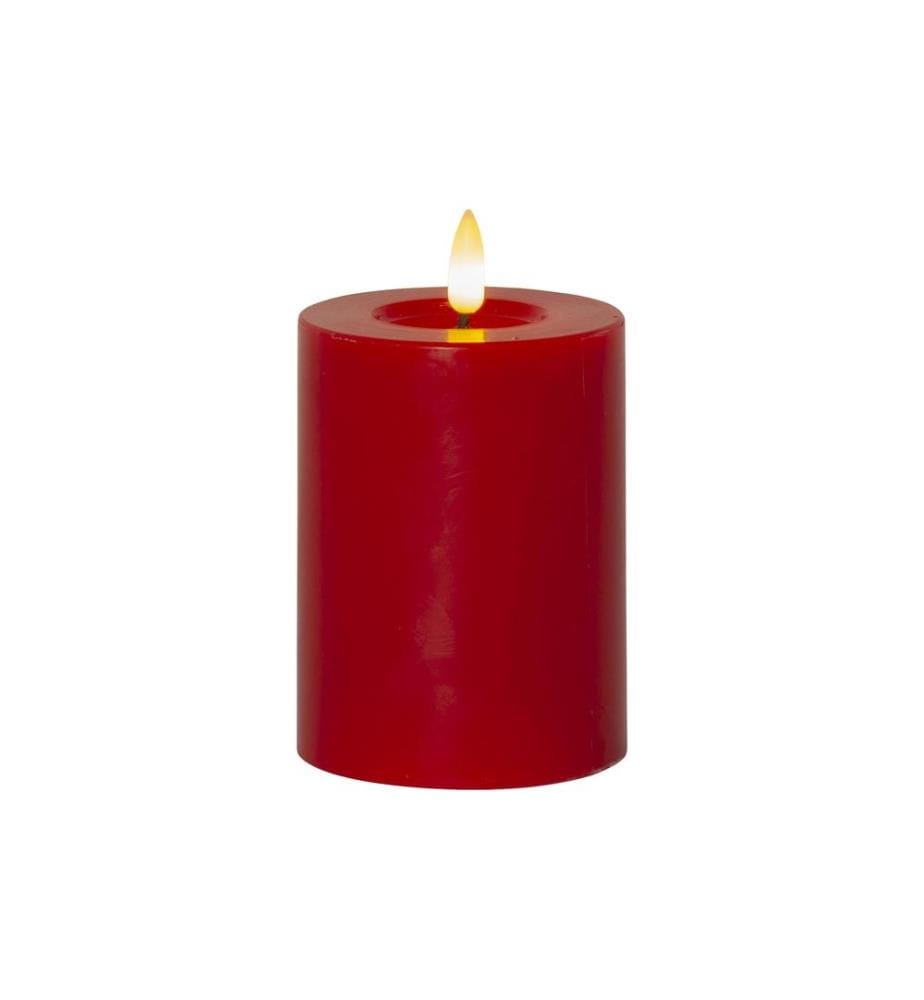 STAR TRADING - LED-Kerze Pillar Flamme Flow Indoor, Rot, 12.5 cm Höhe
