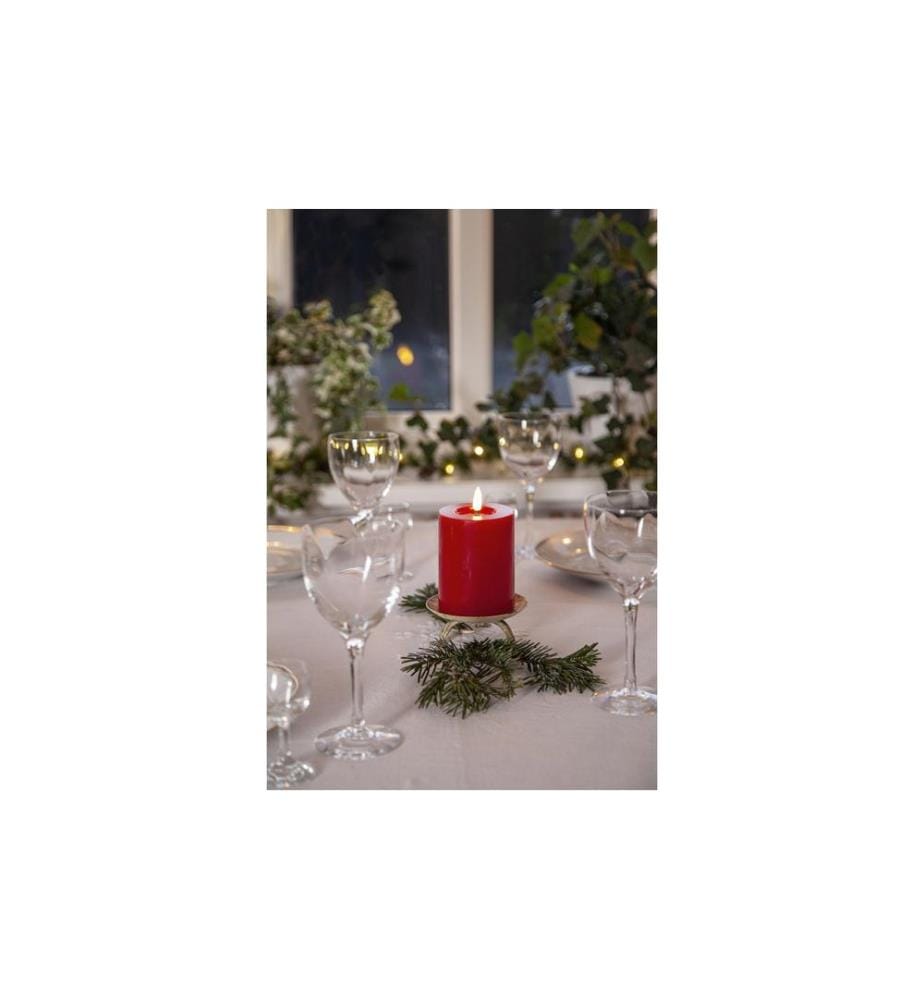 STAR TRADING - LED-Kerze Pillar Flamme Flow Indoor, Rot, 12.5 cm Höhe