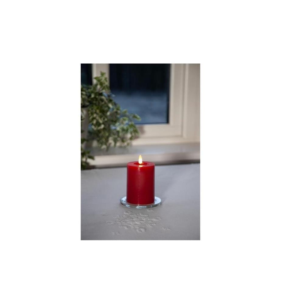 STAR TRADING - LED-Kerze Pillar Flamme Flow Indoor, Rot, 12.5 cm Höhe