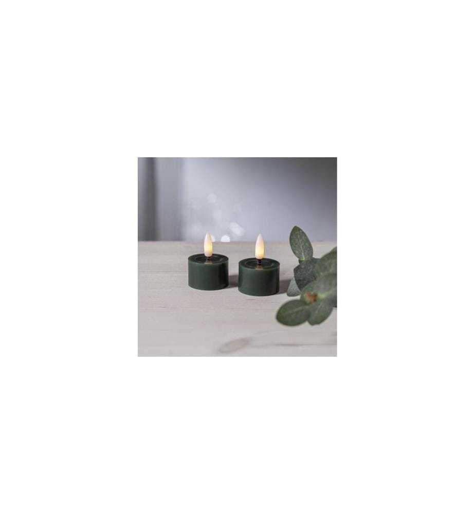 STAR TRADING - LED Teelichter Set 2 Pack Flow 5 cm, Grün