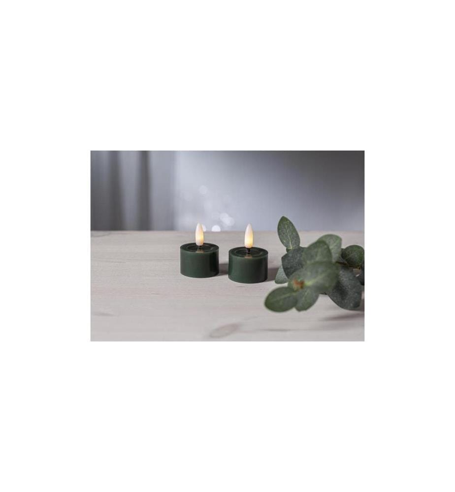 STAR TRADING - LED Teelichter Set 2 Pack Flow 5 cm, Grün