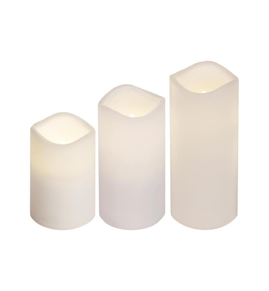 STAR TRADING - LED-Kerzen Set Pillar Paul 3er Pack, Weiss